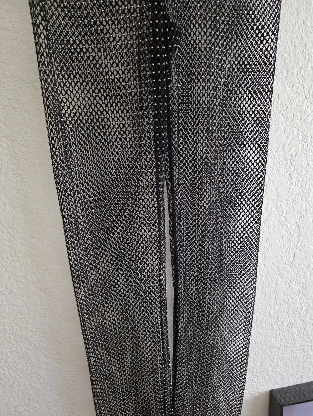 ZARA SHIMMERY Rhinestone Mesh Jewel PANTS Black Size XS